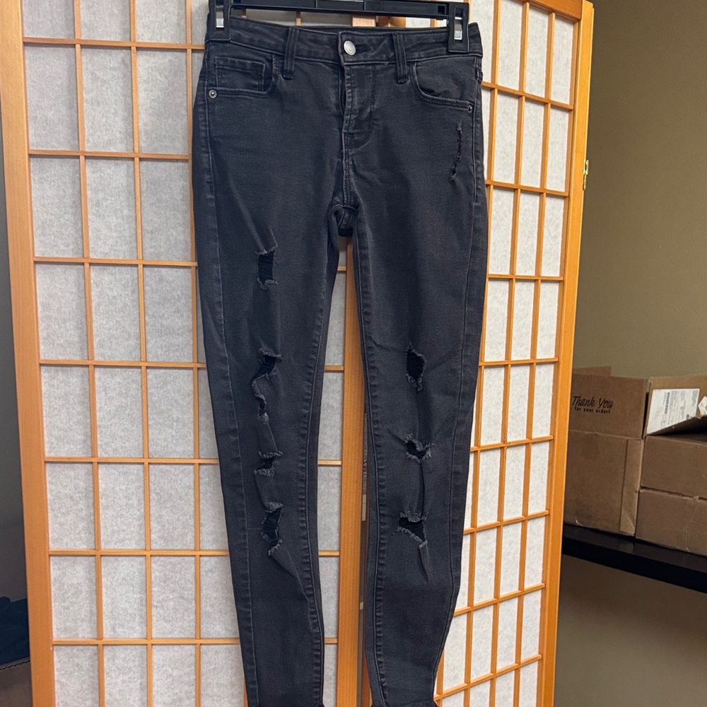 Old Navy Black Distressed Skinny Jeans
